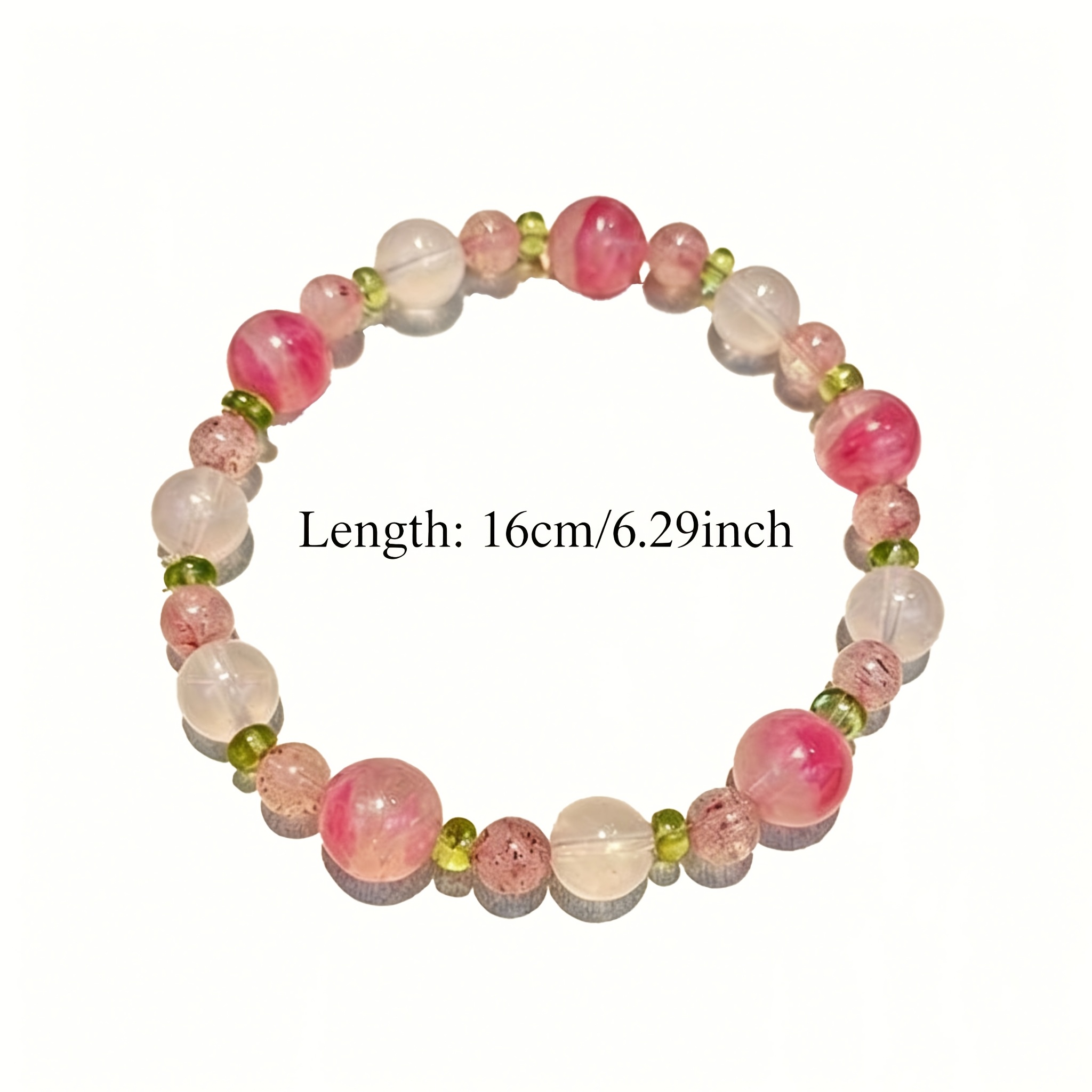 Women's Handmade Multi-Colour Stone Bead Bracelet, Pink & Green Quartz